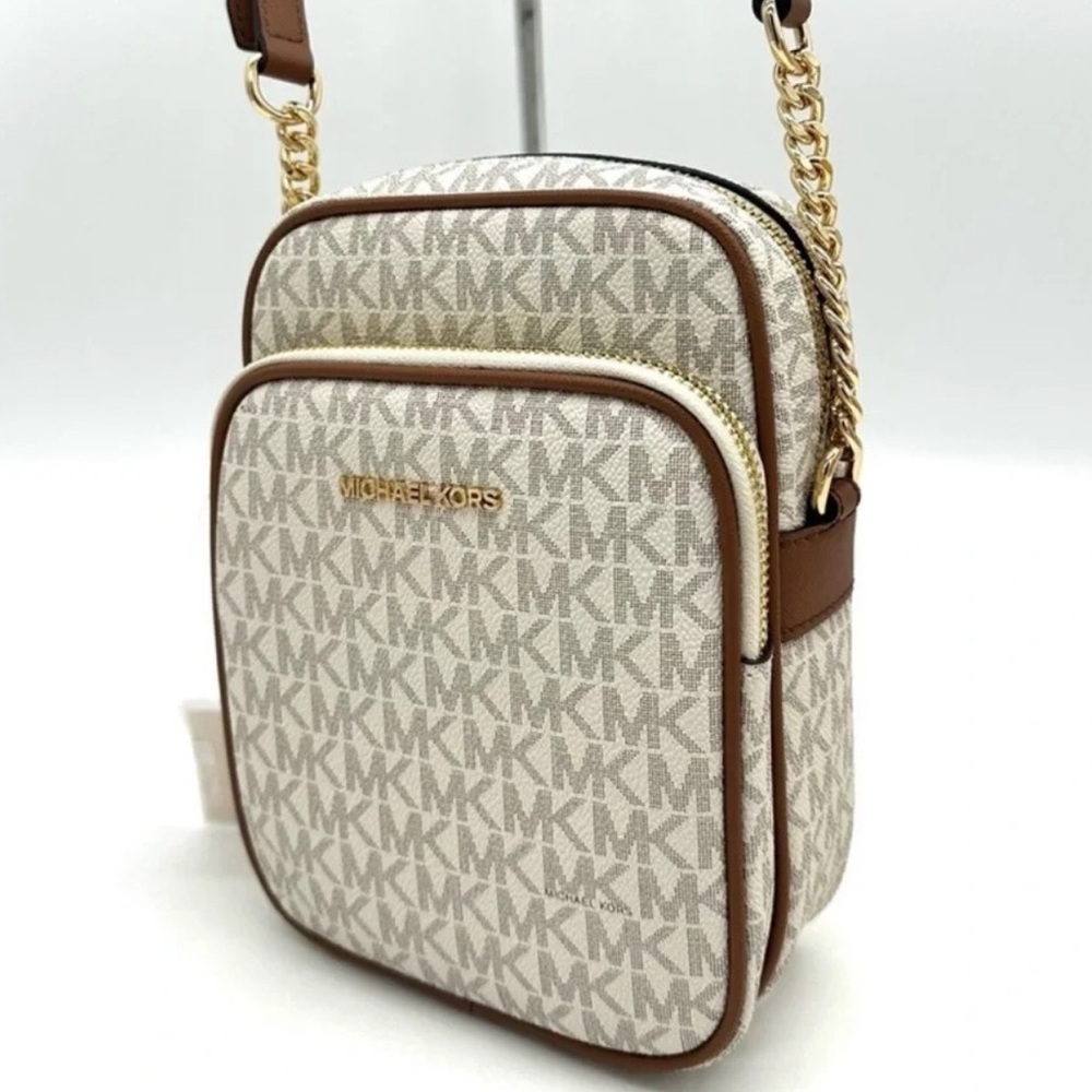 Michael Kors Medium NS Chain Xbody Bag Vanilla/Brown